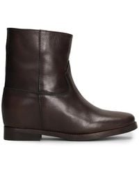 Julie Dee - Topstitched Leather Ankle Boots - Lyst