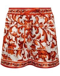 Dolce & Gabbana - Majolica-Print Silk Bermudas - Lyst