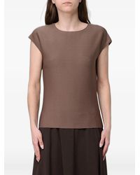Max Mara - Ribbed-Knit Short-Sleeved T-Shirt - Lyst