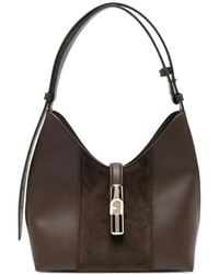 Furla - Sac Porté Épaule En Cuir À Empiècements En Daim - Lyst