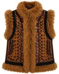 Antik Batik - Sandora Embroidered Shearling-Trim Waistcoat - Lyst