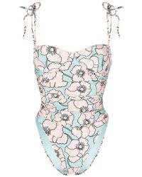 Agua Bendita - Floral-print Sweetheart Swimsuit - Lyst