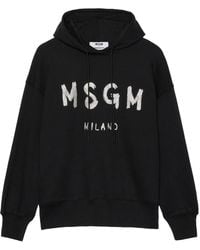 MSGM - Logo-Print Cotton Hoodie - Lyst