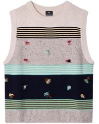 Paul Smith - Embroidered Sleeveless Sweater - Lyst