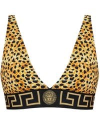 Versace - Bikinioberteil Mit Leoparden-Print - Lyst