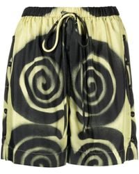 Nanushka - Amil Spiral-print Silk Shorts - Lyst