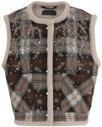 Stella McCartney - Geruite Top Met Geborduurde Bloemen - Lyst