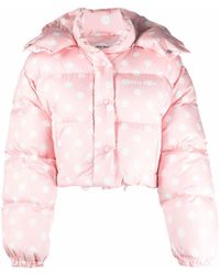 Miu Miu Polka-dot Cropped Puffer Jacket - Pink