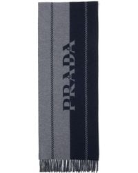 Prada - Logo-jacquard Wool Scarf - Lyst