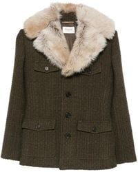 Saint Laurent - Faux-Fur Collar Jacket - Lyst