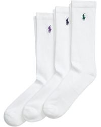 Polo Ralph Lauren - Logo-Embroidered Crew Socks (Pack Of Three) - Lyst