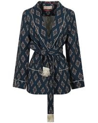 F.R.S For Restless Sleepers - Geometric-Print Belted Jacket - Lyst