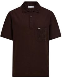 Ferragamo - V-Neck Polo With Jacquard Pocket Detail - Lyst