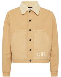 DSquared² - Jeansjacke Mit Shearling-Kragen - Lyst