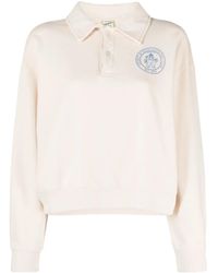 Sporty & Rich - Logo-Print Long-Sleeve Polo Shirt - Lyst