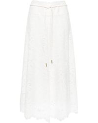 Zimmermann - Ivory Broderie Anglaise Cotton Maxi Skirt - Lyst