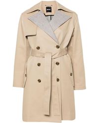 BOSS - Prince Of Wales Check Trench Coat - Lyst