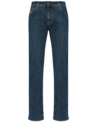 Etro - Pegaso-Embroidered Tapered Jeans - Lyst