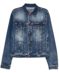 Versace Jeans Couture - Paint-Splatter Faded Denim Jacket - Lyst