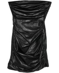 Amiri - Ruched Calf Leather Mini Dress - Lyst