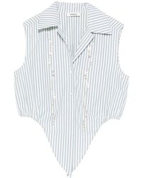 Sandro - Cropped Striped Rhinestone Shirt - Lyst