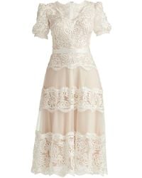 Tadashi Shoji - Belline Lace Ribbon Midi Dress - Lyst