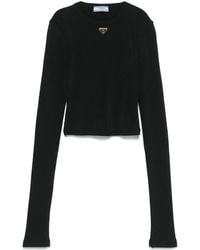 Prada - T-Shirt mit emailliertem Logo - Lyst