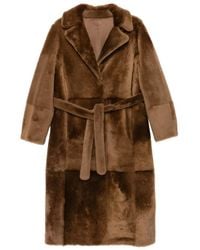 Yves Salomon - Manteau Belted Shearling Coat - Lyst