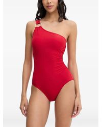 MICHAEL Michael Kors - One-Shoulder Ring-Detail Swimsuit - Lyst
