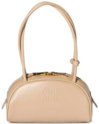 Miu Miu - Beau Embossed-Logo Leather Shoulder Bag - Lyst