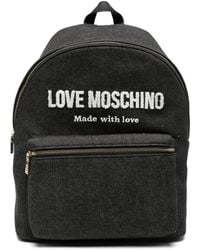 Love Moschino - Jeans-Rucksack Mit Logo-Patch - Lyst