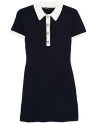 Maje - Buttoned Collar Knitted Mini Dress - Lyst