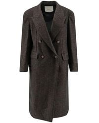 Hevò - Double-Breasted Herringbone Coat - Lyst