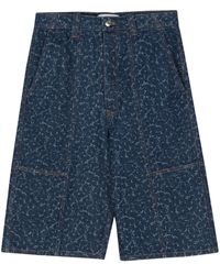 Maison Kitsuné - Jeans-Shorts mit Blumen-Print - Lyst