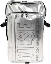 DIESEL - Logo-Print Metallic-Effect Backpack - Lyst