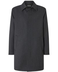 ZEGNA - Mélange Wool And Cashmere Trench Coat - Lyst