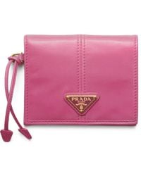 Prada - Small Logo-Plaque Leather Wallet - Lyst