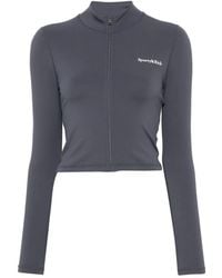 Sporty & Rich - Logo-Print Zip-Up Sweater - Lyst