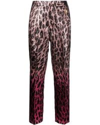 Roberto Cavalli - Animal-Print Lamé Cropped Trousers - Lyst