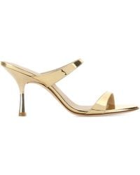 Stuart Weitzman - Metallic-Effect Double-Strap Sandals - Lyst