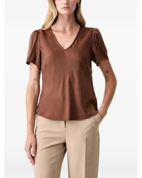 Fracomina - V-Neck Puff-Sleeve Blouse - Lyst