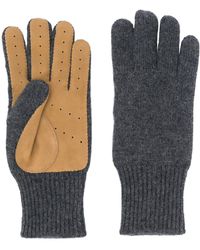 Brunello Cucinelli Gants à design à empiècements - Gris
