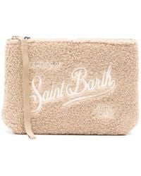 MC2 Saint Barth - Aline Logo-Embroidered Shearling-Effect Clutch Bag - Lyst