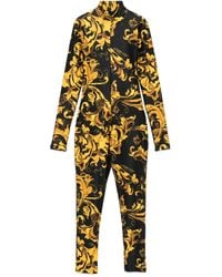 Versace Jeans Couture - Jumpsuit Met Barokprint En Hoge Hals - Lyst