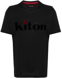 Kiton - Flocked-logo Cotton T-shirt - Lyst