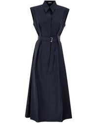 Brunello Cucinelli - Sleeveless Belted Maxi Dress - Lyst