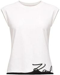 KARL LAGERFELD - Signature-Hem Cotton Tank Top - Lyst