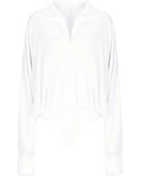 Norma Kamali - Collared Long-Sleeve Top - Lyst