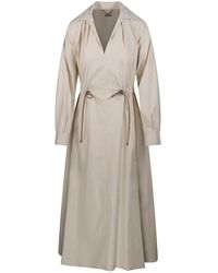 Max Mara - "Pedaggi" Cotton Popeline Midi Dress - Lyst