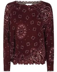 Kujten - Paisley-Print Frayed-Edge Sweater - Lyst